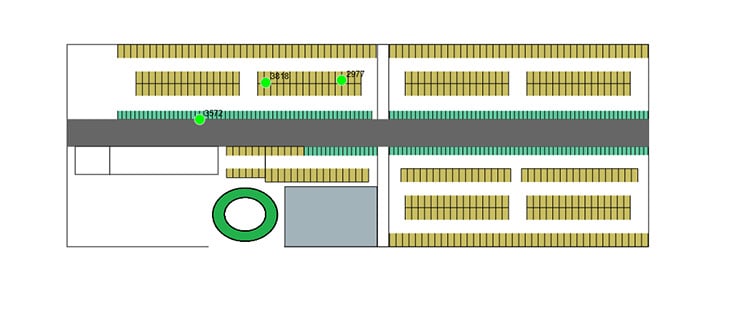 Med positioneringsfunktionen hittar personalen snabbt rätt djur. Foto: Växa Illustration över karta av stall